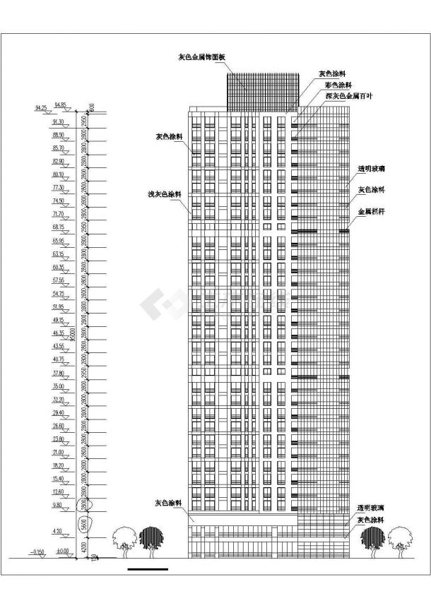 32层点式底商公寓住宅楼建筑施工cad图，共九张-图二