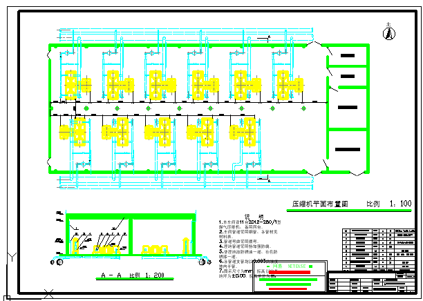 燃气压缩机工艺cad布置设计图纸_图1