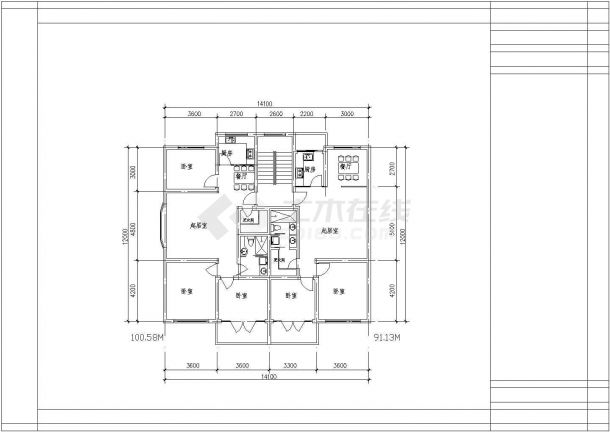 某地100至110平米户型公寓全套施工设计cad图纸-图二