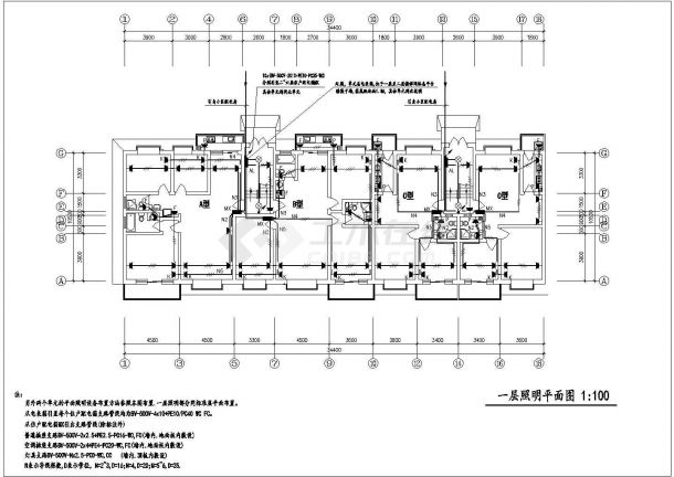 淮安小区多层住宅楼电气建筑施工设计方案图-图二