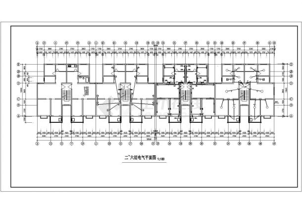 长沙小区六层住宅楼电气建筑施工平面设计图-图二