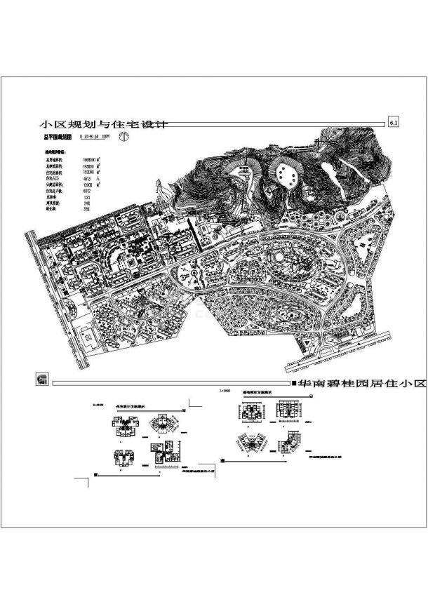 某城市碧桂园小区规划设计cad总平面施工图（含经济技术指标，含户型平面图）-图一