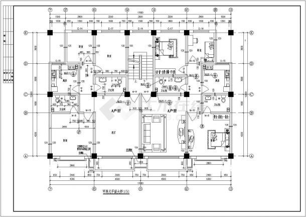 【苏州】某地底商住宅楼全套施工设计cad图纸(含屋顶排水平面图)-图二