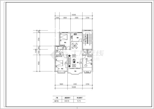 100至180平方米的户型公寓楼全套施工设计cad图纸-图一