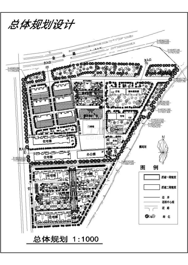 济空干休所小区规划施工CAD图-图一