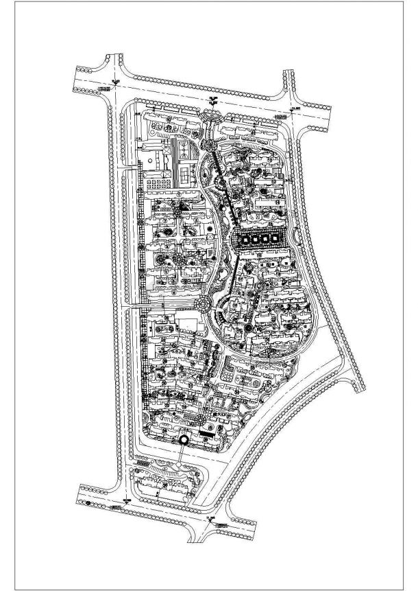 某大型居民小区景观规划设计cad总平面施工图-图一