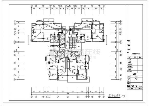 四川小区住宅楼电气建筑施工设计方案图（强电）-图一