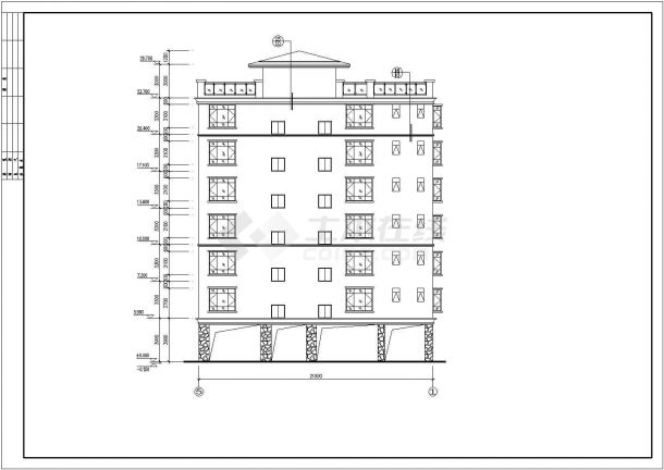 某七层框架住宅楼建筑设计施工CAD图纸-图一