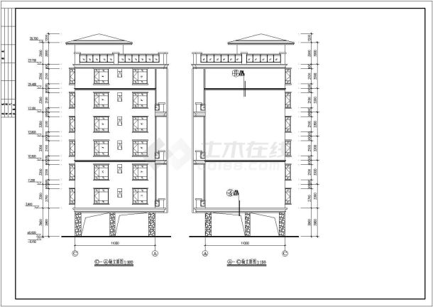 某七层框架住宅楼建筑设计施工CAD图纸-图二