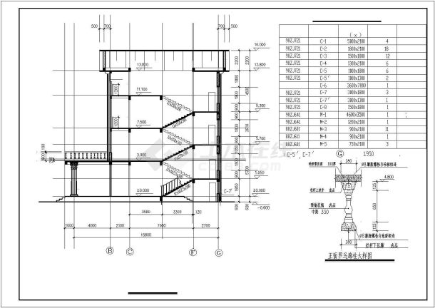 某三层办公室框架结构建筑设计施工CAD图纸-图二