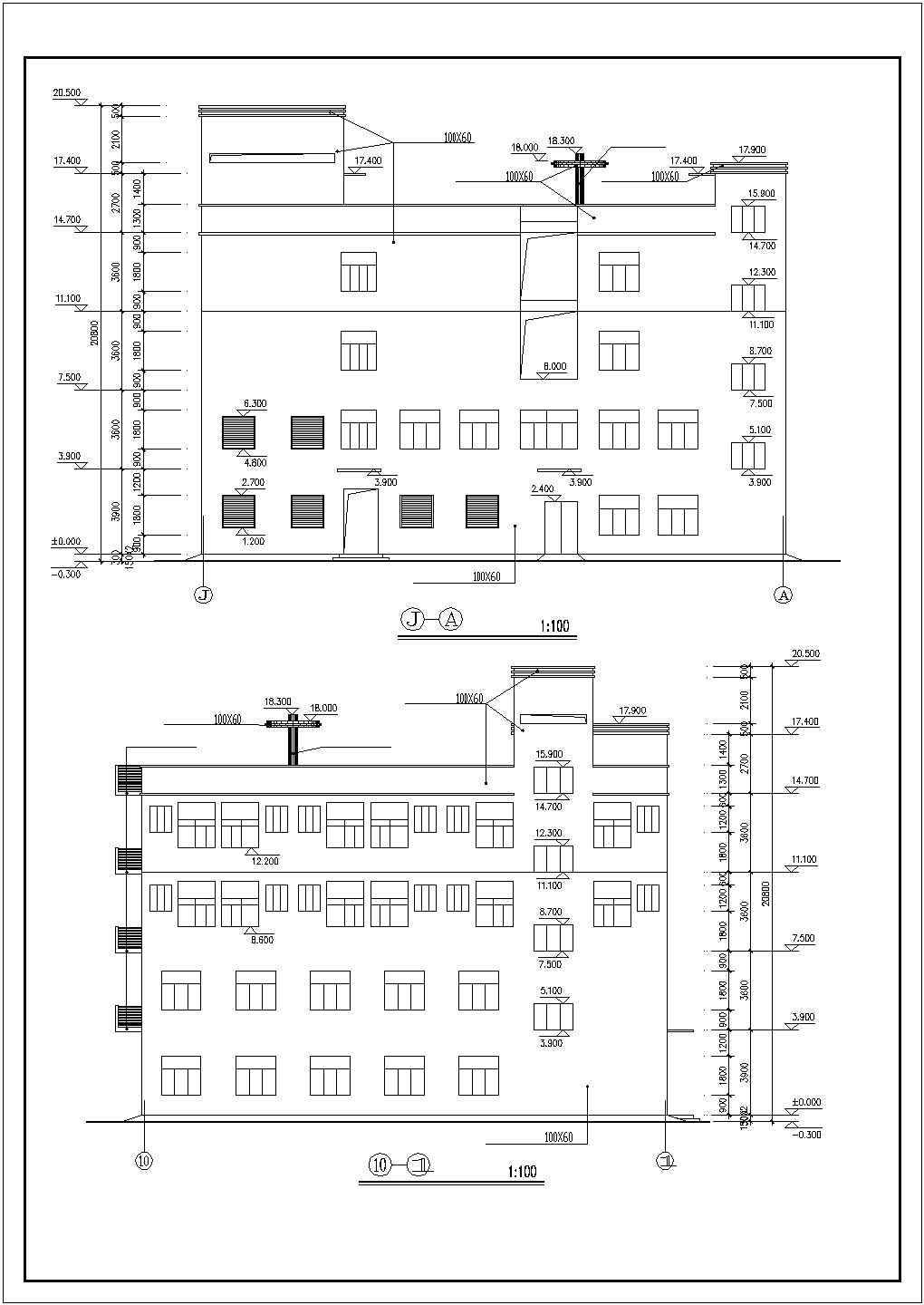 某框架结构行政楼建筑设计施工CAD图纸