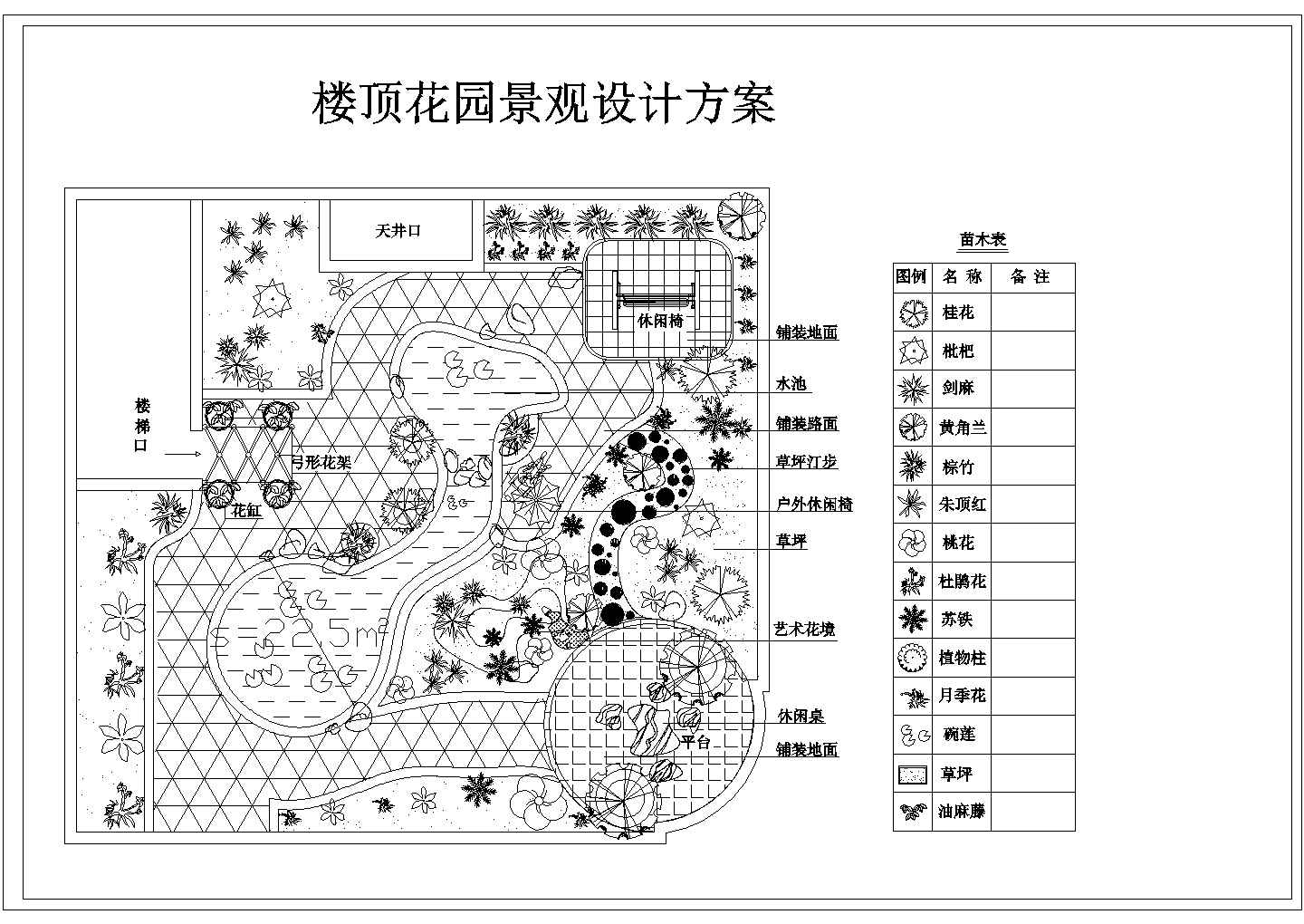 楼顶花园景观设计施工图