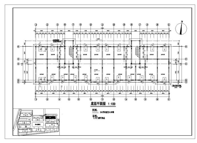 某城市多层住宅楼建筑工程布置CAD详图_图1