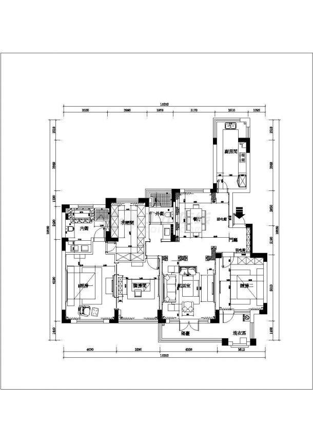 简欧艺术流派170平米平层公寓设计施工图（附效果图）-图一