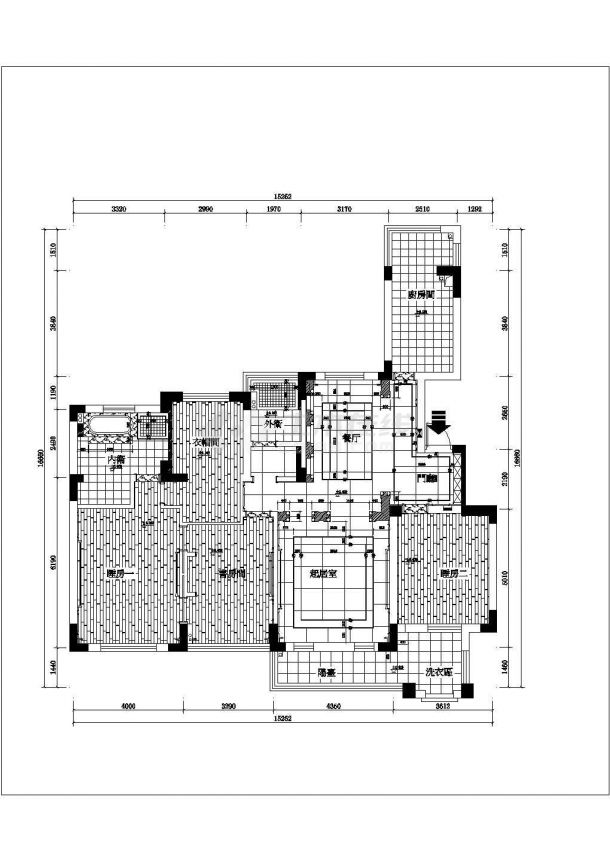 简欧艺术流派170平米平层公寓设计施工图（附效果图）-图二