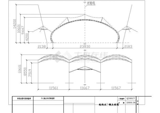 [施工图]某剧场索膜工程钢结构设计CAD建筑设计施工图-图二