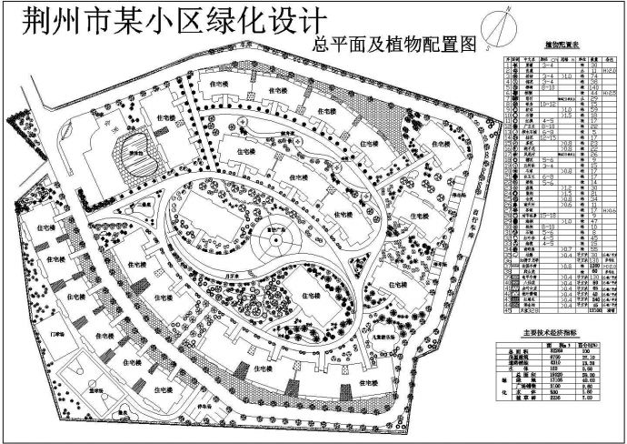 荆州某小区景观设计施工图_图1