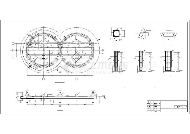 某城市单位水泥厂双仓结构设计施工CAD图纸-图二