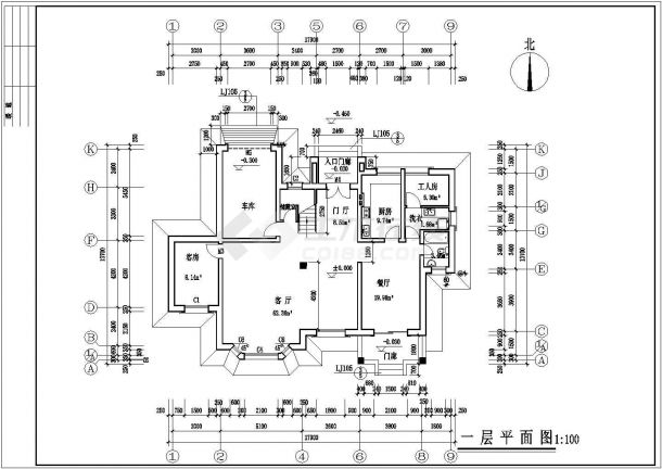 襄阳市文泉新村某2层砖混结构乡村别墅平面设计CAD图纸-图二