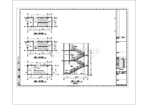 宽3.3米 3层 8层 9层楼梯平面建筑设计施工图-图一
