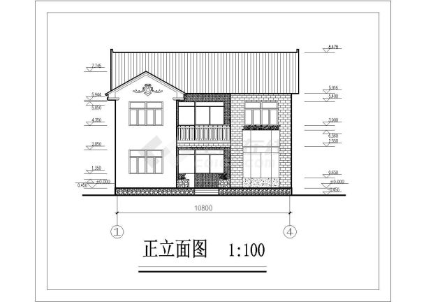 某小别墅工程建筑方案设计CAD图纸-图二