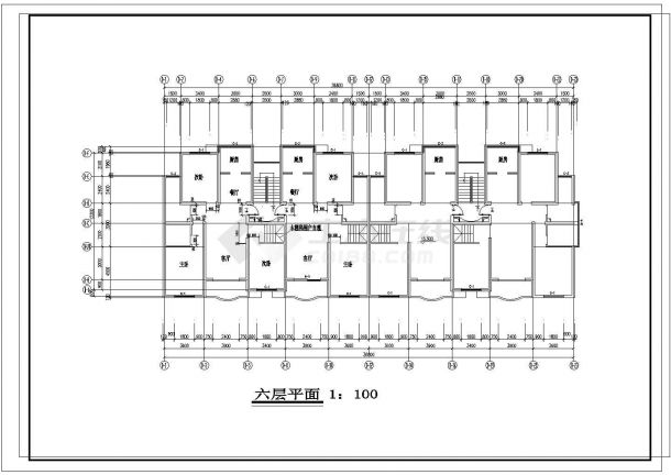 安徽山水房地产山水公寓一号住宅楼建筑设计cad图，共18张-图二