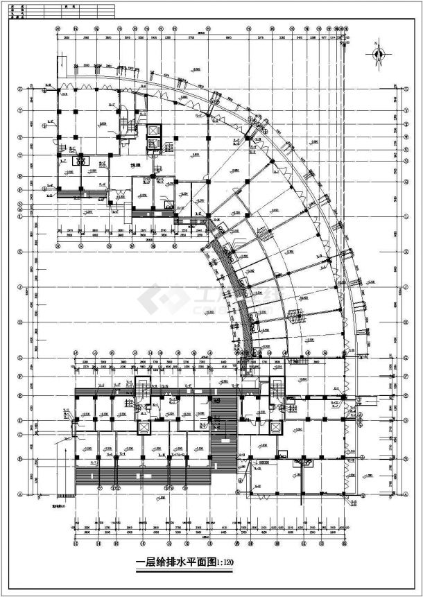 高层住宅楼的给排水设计施工CAD图-图二