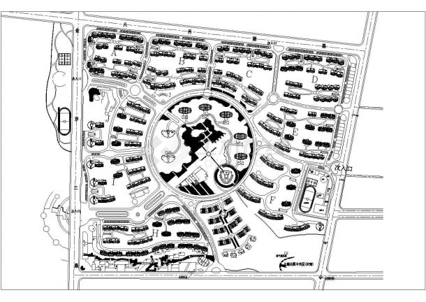 某新区多层居民小区景观规划设计cad总平面方案图-图一