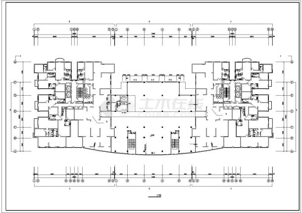 北京某高层商住楼建筑施工CAD图纸-图二
