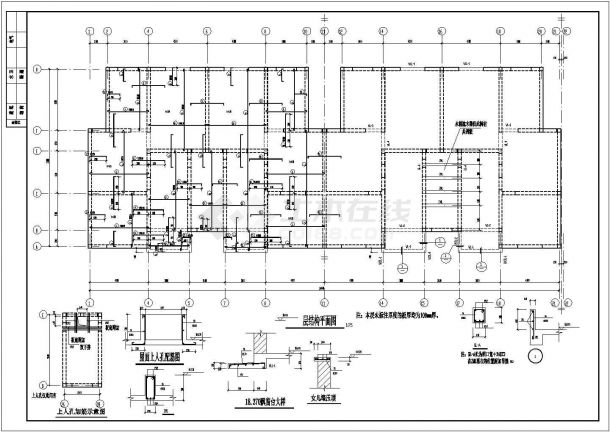 兰州市广阳西路某2层底框结构临街商住楼全套结构设计CAD图纸-图一
