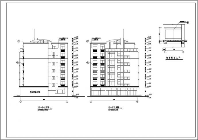 扬州市某居住区7层框混结构商住楼建筑+结构设计CAD图纸（1层为商铺）_图1