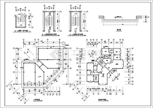 扬州市某居住区7层框混结构商住楼建筑+结构设计CAD图纸（1层为商铺）-图二