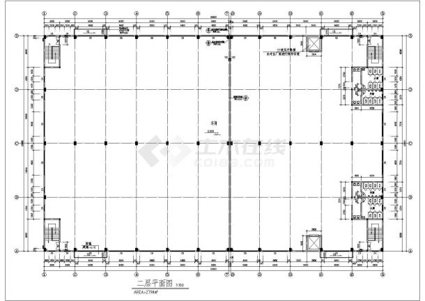 某化工园二层厂房车间全套建筑施工设计cad图-图二