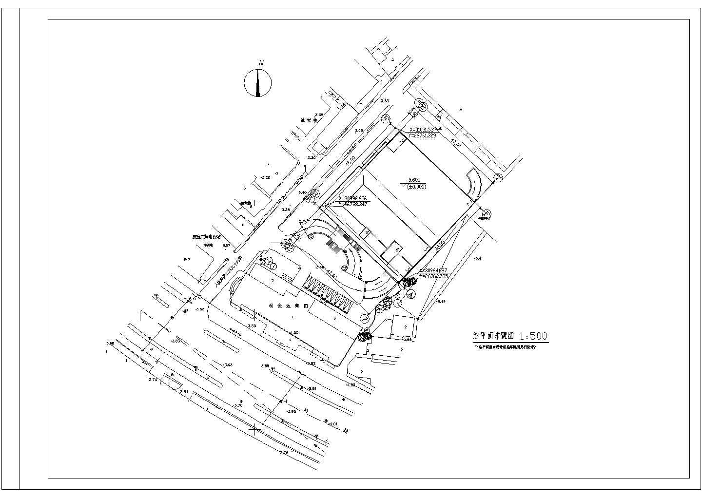 利安达综合大楼全套建筑施工设计cad图（含总平面布置图）