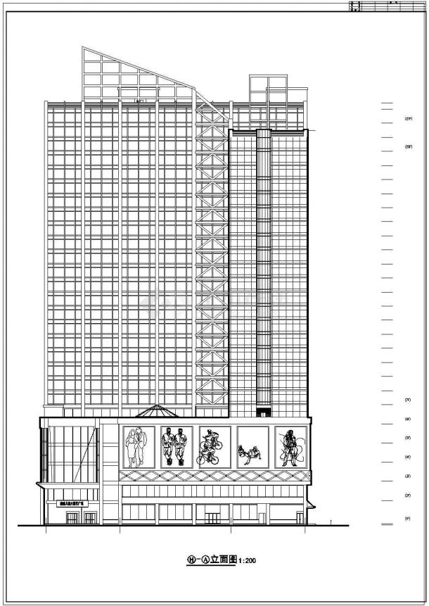 高层综合商业建筑CAD设计施工图-图二