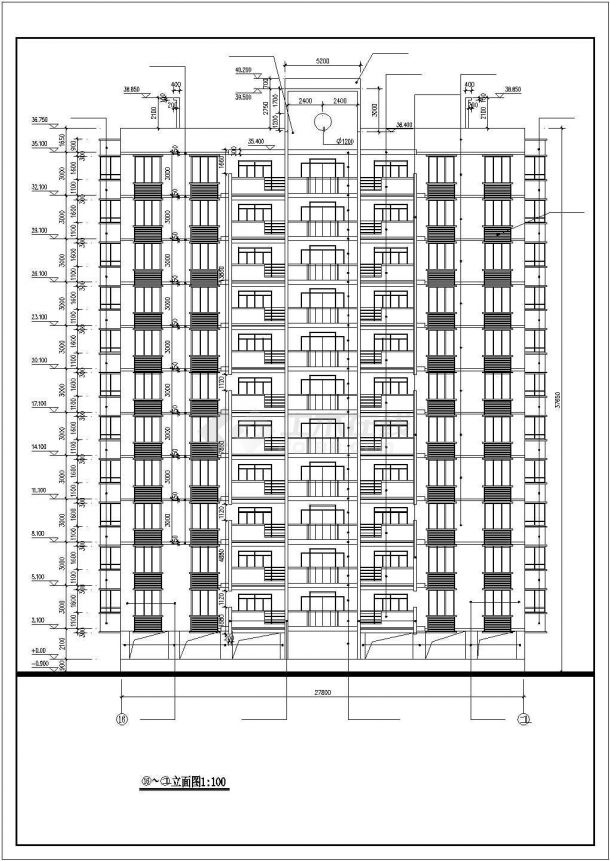 星港小镇点式小高层户型建筑设计CAD施工图-图二