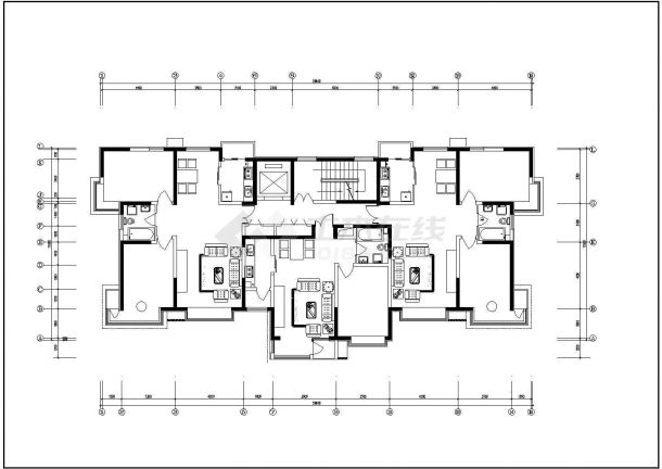 小高层户型平面建筑施工CAD图-图一