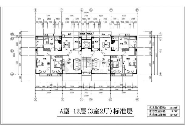 一梯二户高层户型建筑设计CAD施工图-图二