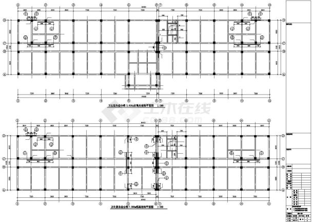 镇江市某大型眼科医院4层框架结构卫生综合楼全套结构设计CAD图纸-图一