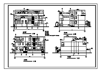 别墅设计_某二层带阁楼现代联排别墅建筑施工cad图，含效果图-图二