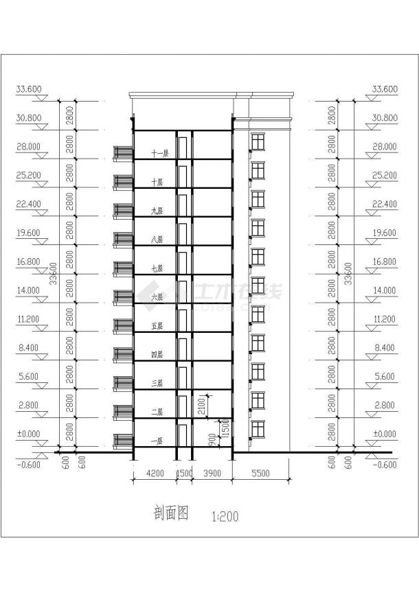 某小高层框架结构综合楼设计cad详细建筑施工图-图二