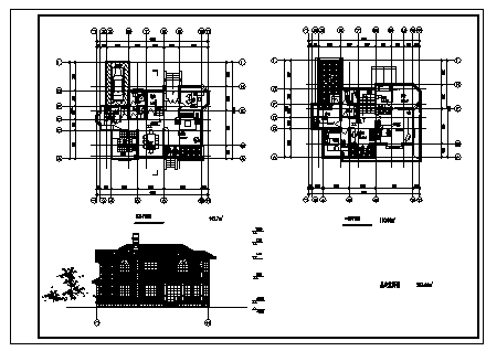别墅设计_200平米某二层砖混结构现代豪华别墅建筑施工cad图，含效果图-图一