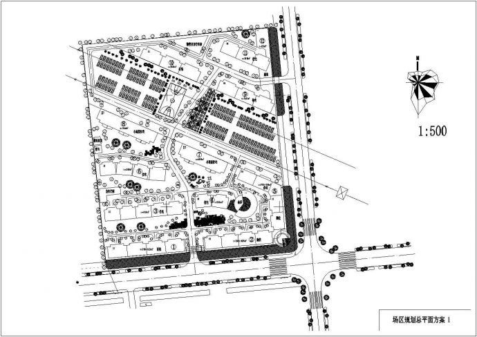 大型体育场区规划CAD布置图_图1