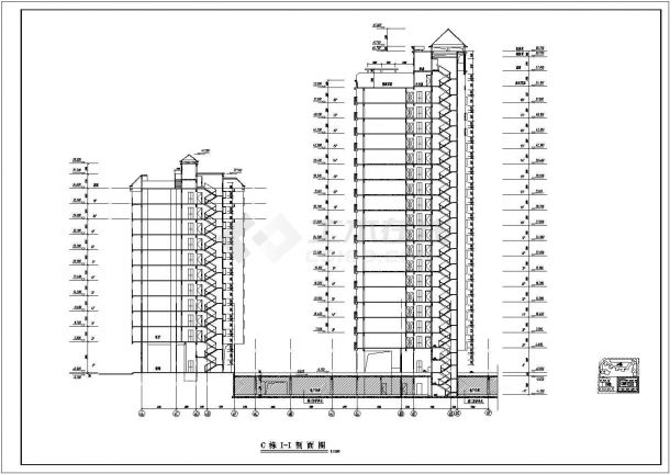 某小高层框剪结构住宅楼建筑设计cad详细施工图-图二