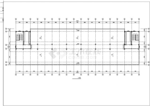 某高校多层宿舍建筑方案CAD布置图-图二