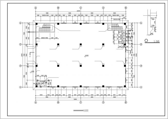 四层多层厂房建筑施工CAD图_图1