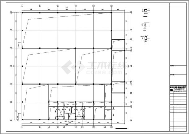 苏州市历史博物馆内部单层框架结构陈列馆结构设计CAD图纸（含夹层）-图一