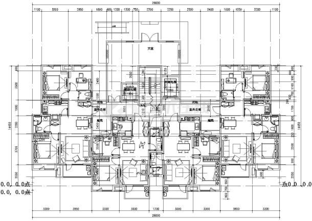 某花园小区组合楼住宅建筑设计施工CAD图纸-图二