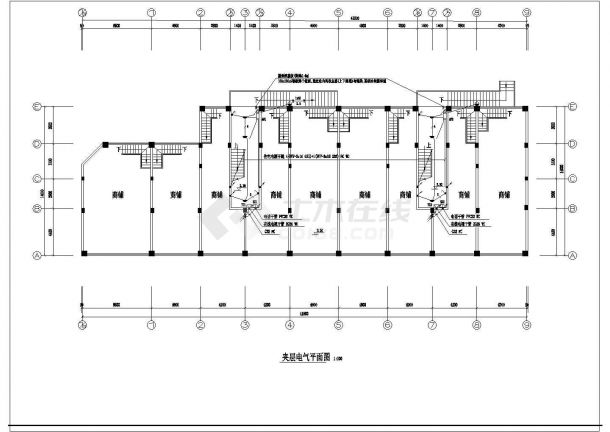 多层商住楼电气安装设计施工CAD平面图-图一