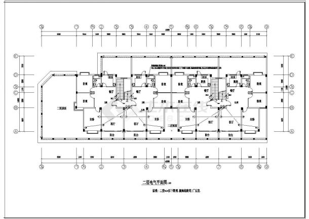 多层商住楼电气安装设计施工CAD平面图-图二